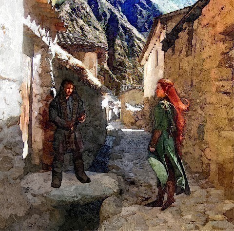 Tauriel and Kili in Dale, by thethreehunters